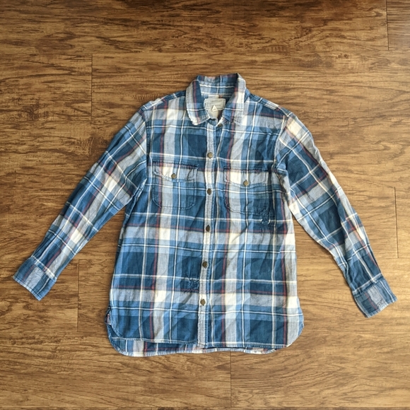 Current Elliott Multi color Flannel Long Sleeve Button Down Shirt - Picture 5 of 13